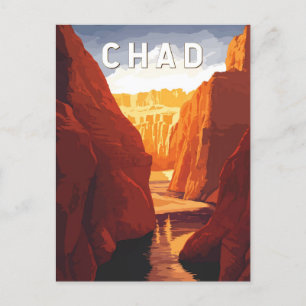 Chad Illustration Travel Art Vintage Postcard