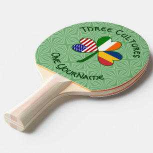 Chad Ireland USA Shamrock Flag Personalised Ping Pong Paddle