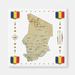 Chad Map + Flags Magnet