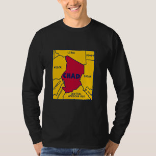 Chad Map in flag colours and Surrounding countries T-Shirt