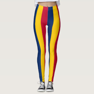 Chad National Flag Colours Vertical Striped Leggings