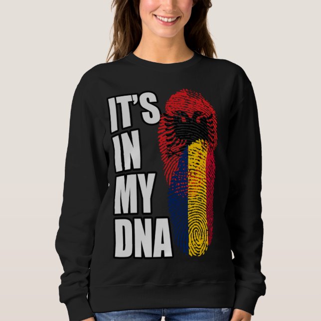 Chadian And Albanian Mix DNA Flag Heritage Sweatshirt (Front)