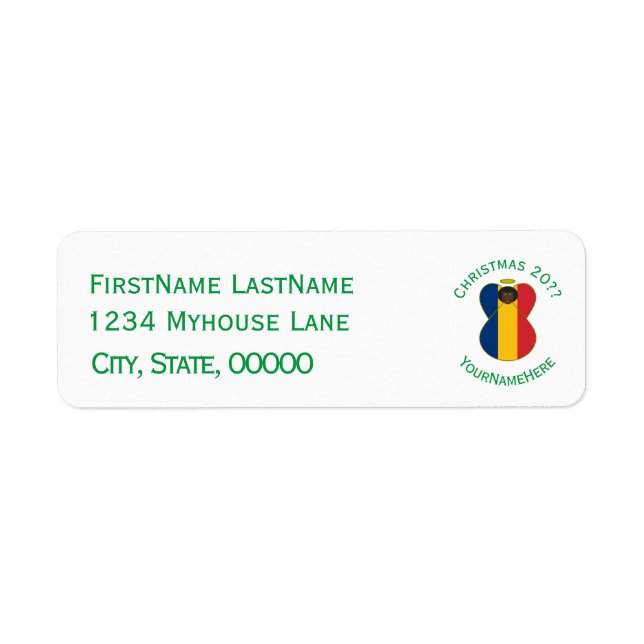 Chadian Flag Christmas Angel Return Address Label (Front)