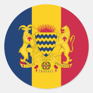 Chadian Flag & Coat of Arms, Flag of Chad Classic Round Sticker