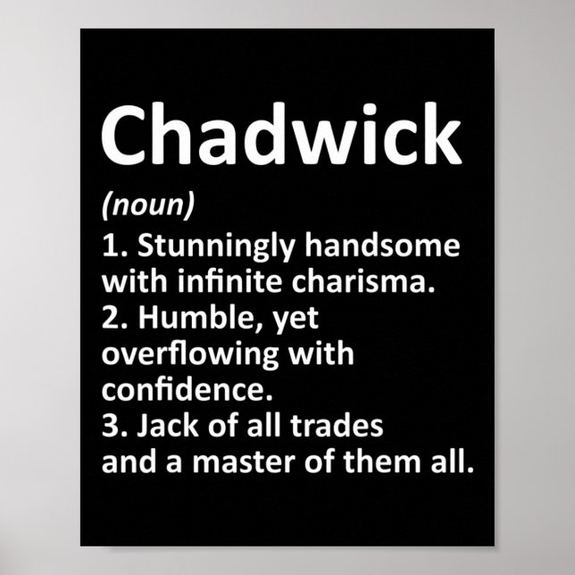Chadwick Definition Personalised Name Funny Birthd Poster (Front)