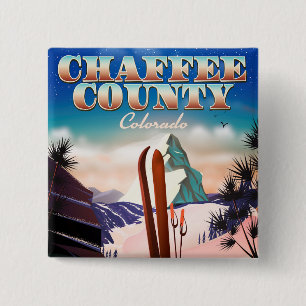 Chaffee County, Colorado ski poster. 15 Cm Square Badge