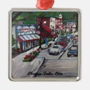 Chagrin Falls Ohio Street Scene Ornamnent Metal Ornament
