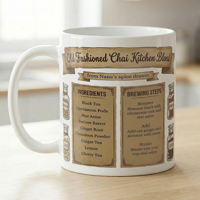 Chai Spice Recipe Rustic Pantry Label Coffee Mug (Creator Uploaded)