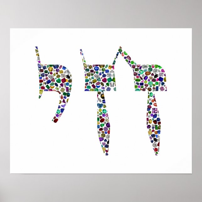 Chai symbol made with Gemstones in All Colours Poster (Front)