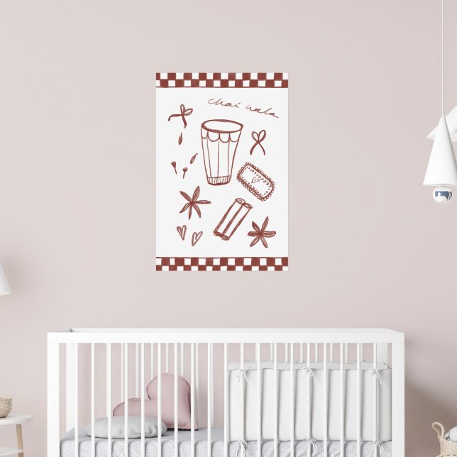 Chai Wala Checkered Illustration Poster (Nursery 2)