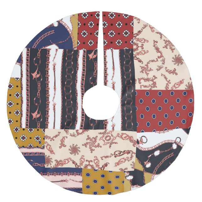 Chain Baroque Rope Geometric Pattern Brushed Polyester Tree Skirt (Front)