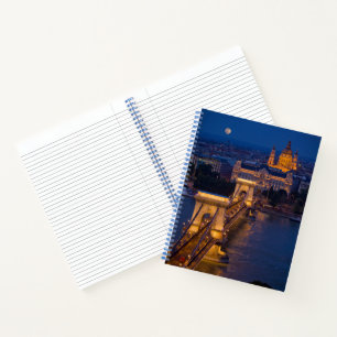 Chain Bridge and Full Moon at Night Notebook