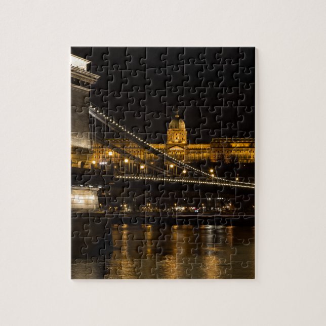 Chain Bridge with Buda Castle Hungary Budapest Jigsaw Puzzle (Vertical)