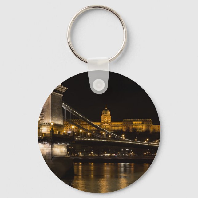 Chain Bridge with Buda Castle Hungary Budapest Key Ring (Front)