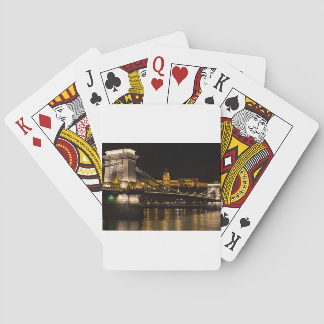 Chain Bridge with Buda Castle Hungary Budapest Playing Cards (Back)