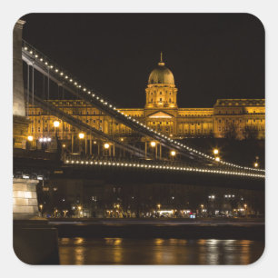 Chain Bridge with Buda Castle Hungary Budapest Square Sticker