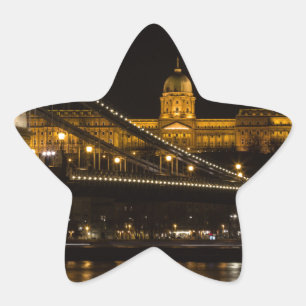 Chain Bridge with Buda Castle Hungary Budapest Star Sticker