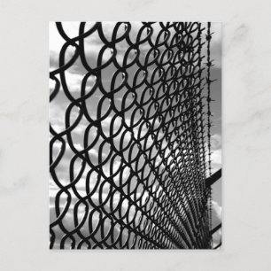 Chain Link Fence Art Photograph in Black & White Postcard