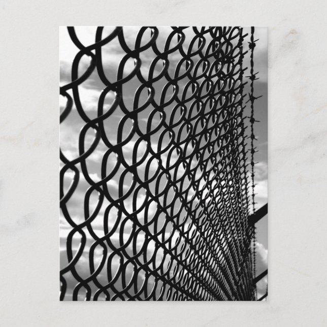 Chain Link Fence Art Photograph in Black & White Postcard (Front)