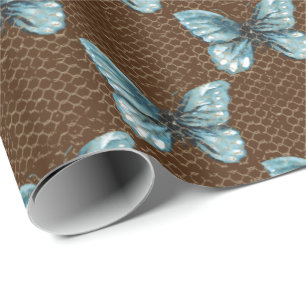 Chain Link Fence on Butterfly   Wrapping Paper