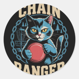 Chain Nger Disc Golf Cat Humour _2 Classic Round Sticker