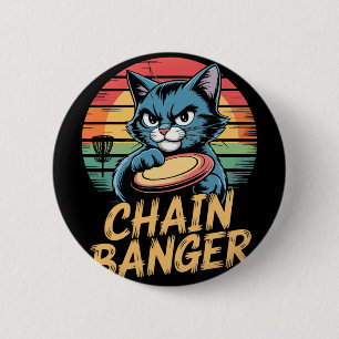 Chain Nger Disc Golf Cat Humour 6 Cm Round Badge