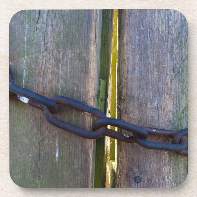 Chain on wood coaster (Front)