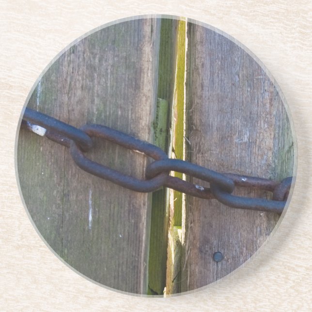 Chain on wood coaster (Front)