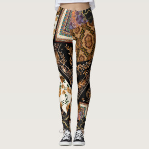 Chain, paisley, flowers: vintage patchwork. leggings