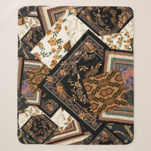 Chain, paisley, flowers: vintage patchwork. sherpa blanket
