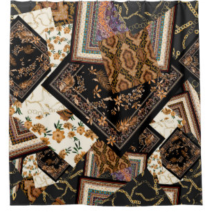 Chain, paisley, flowers: vintage patchwork. shower curtain
