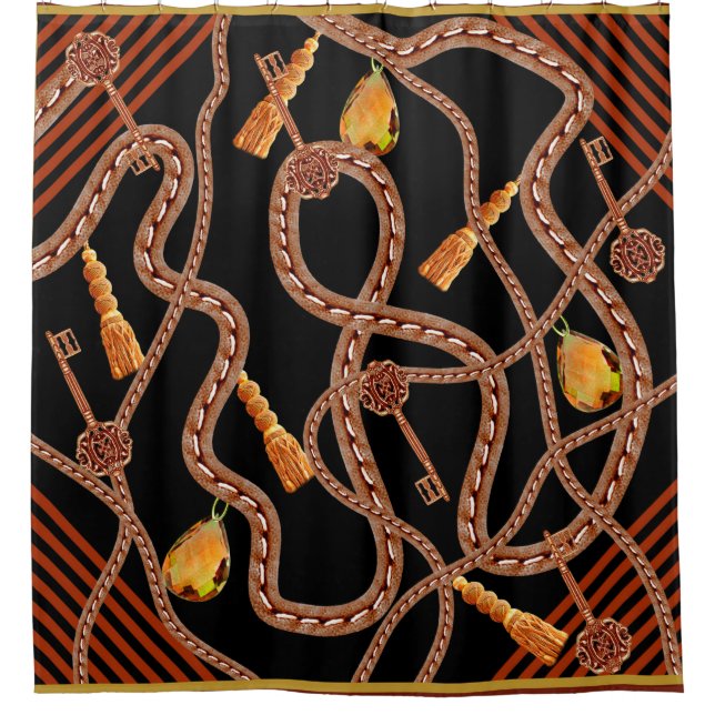 Chain pattern, scarf pattern. scarf design baroque shower curtain (Front)