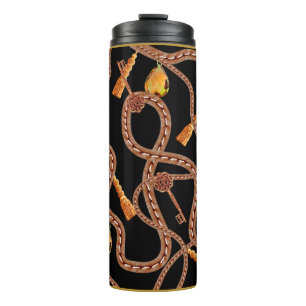 Chain pattern, scarf pattern. scarf design baroque thermal tumbler
