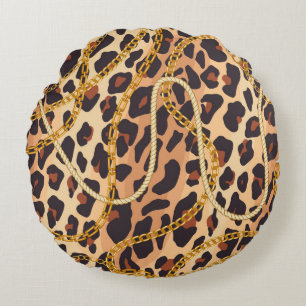 Chain seamless pattern. Animal print. Baroque tren Round Cushion