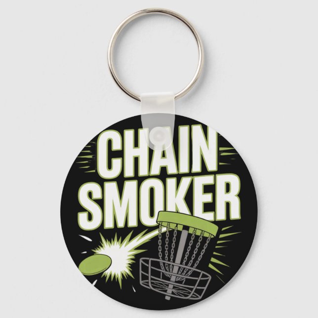 Chain Smoker Disc Golf Sket Frisbee Player  Key Ring (Front)