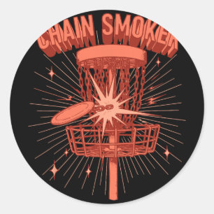 Chain Smoker Disc Golf Sket Fun Graphic  Classic Round Sticker