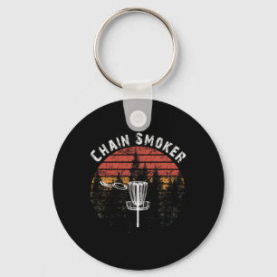 Chain Smoker Funny Disc Golf Frisbee Golfer Vintag Key Ring