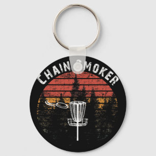 Chain Smoker Funny Disc Golf Frisbee Golfer Vintag Key Ring
