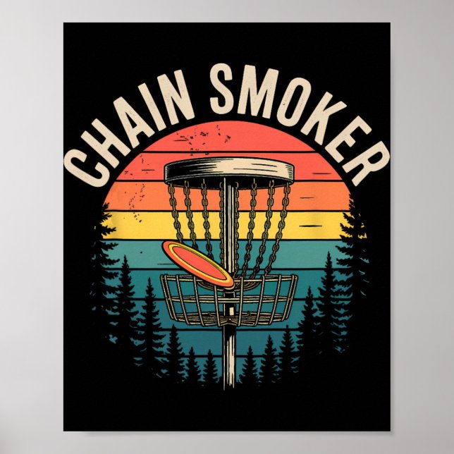 Chain Smoker Funny Disc Golf Tree Chains Frisbee M Poster (Front)