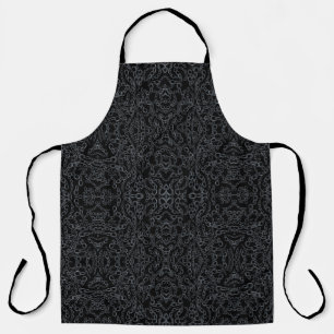 Chained Abstract Mirrored Image Gray On Black Art Apron