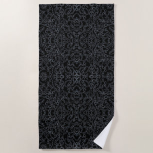Chained Abstract Mirrored Image Gray On Black Art Beach Towel
