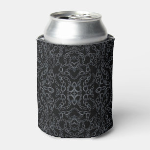 Chained Abstract Mirrored Image Grey On Black Art Can Cooler
