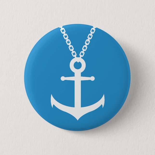 Chained anchor 6 cm round badge (Front)