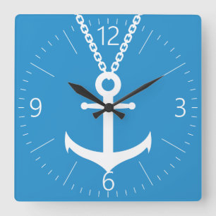 Chained anchor square wall clock
