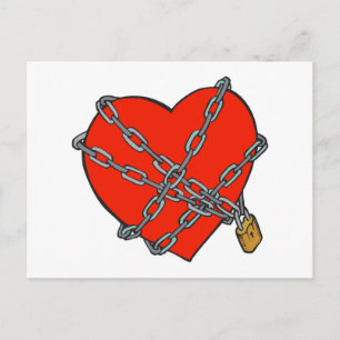 chained and locked heart postcard