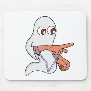 Chained ghost pointing forward mouse pad