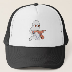 Chained ghost pointing forward trucker hat