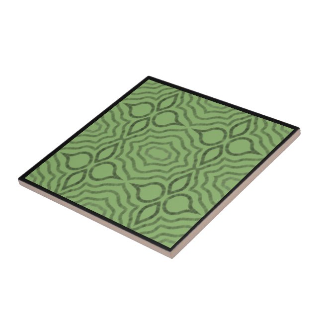 Chained Link Reaction Grey On Pistachio Pattern Ceramic Tile (Side)