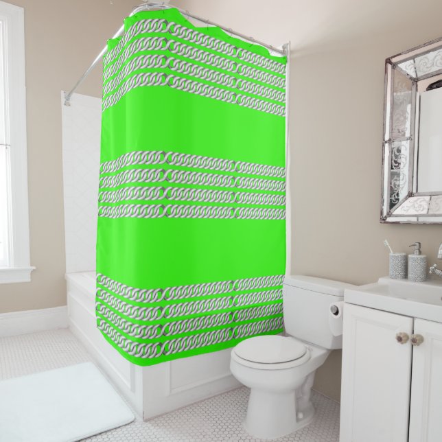 Chains Green Shower Curtain (In Situ)