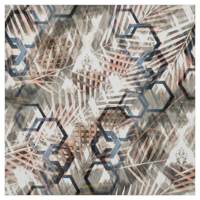 Chains on palm leaves. fabric (Swatch)